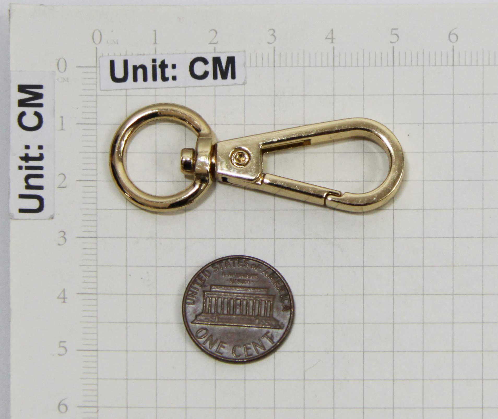 Push Gate Hooks Swivel Lobster Snap Clips Round Eye for DIY Handbag Purse Accessories Straps Belting Leather Craft (Light Gold)