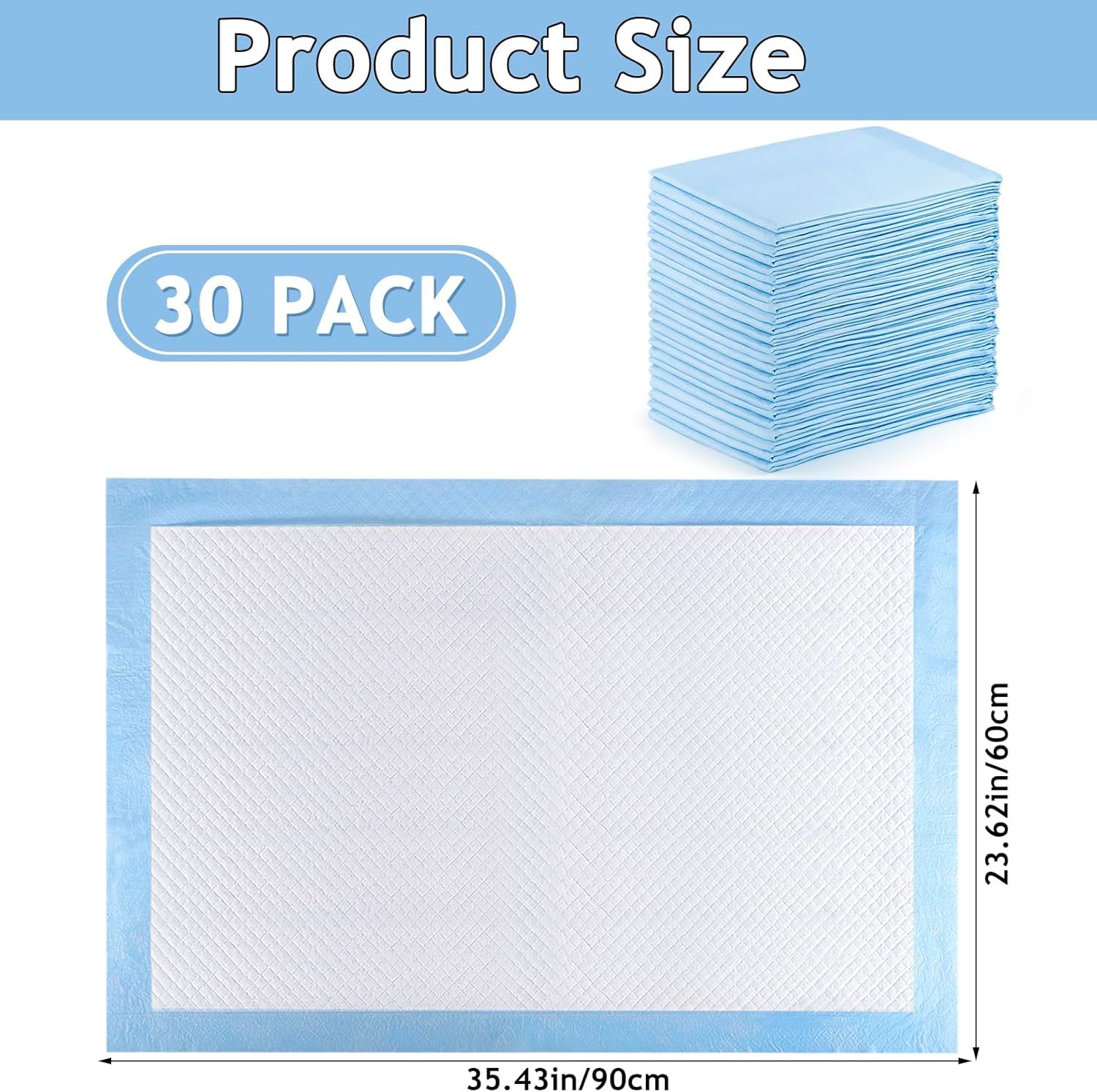 30 Stück Einweg-Wickelunterlagen, 60 x 90 cm Baby Wickelauflage, wasserdicht und Ultraweich, Wickelunterlage Einweg für Babys