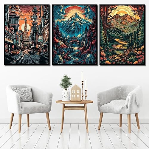 Miniatura 5 de CYNART Paquete de 6 kits de pintura por números para adultos, atracciones estadounidenses, viajes por ciudad, kit de pintura acrílica por números,