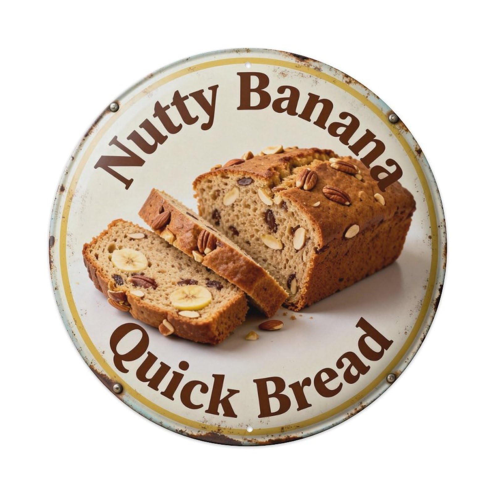 Nutty Banana Quick Bread Metal Tin Sign Plaque