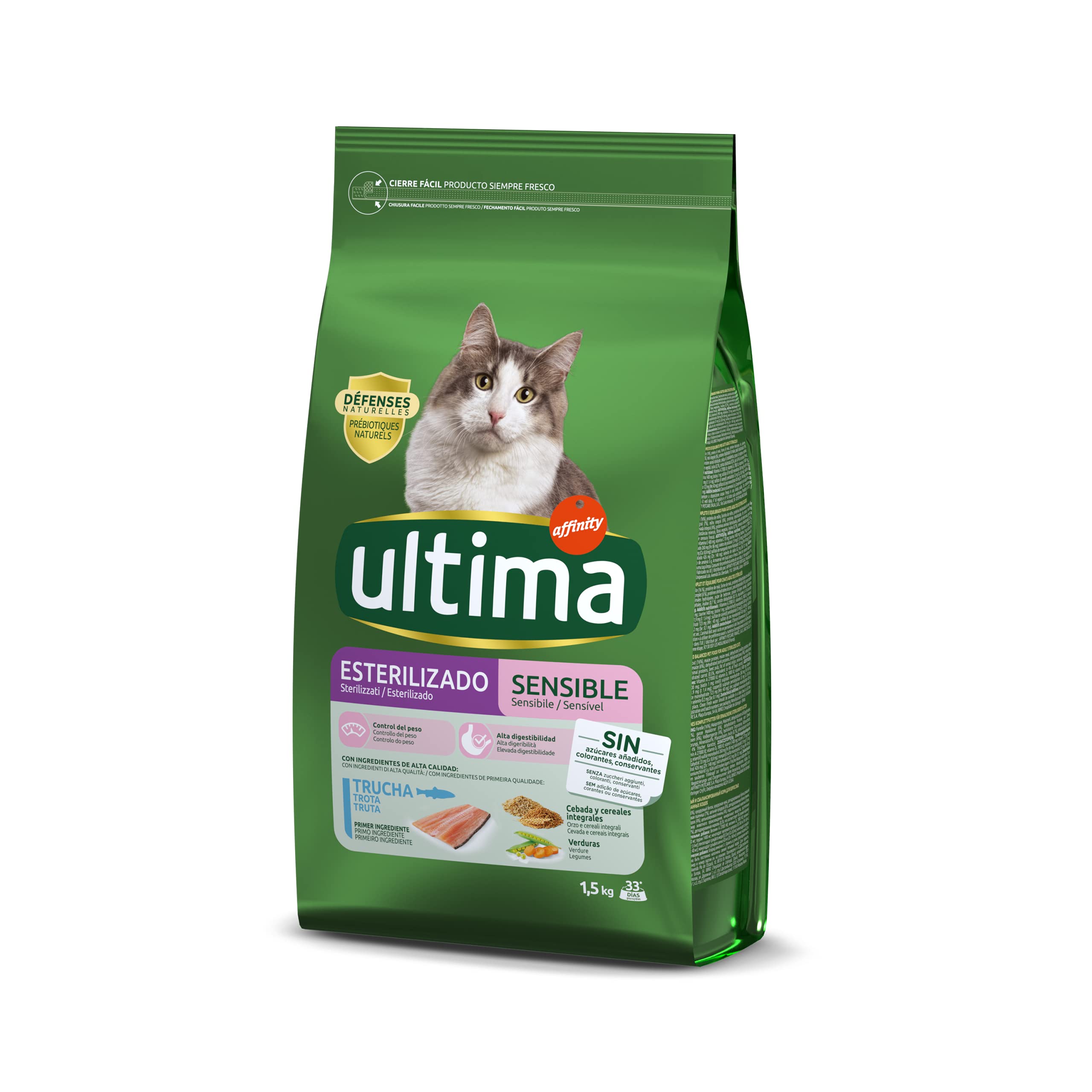Ultima Pienso para Gatos Esterilizados Sensibles con Trucha - 1.5 kg, 1 x 1500 g