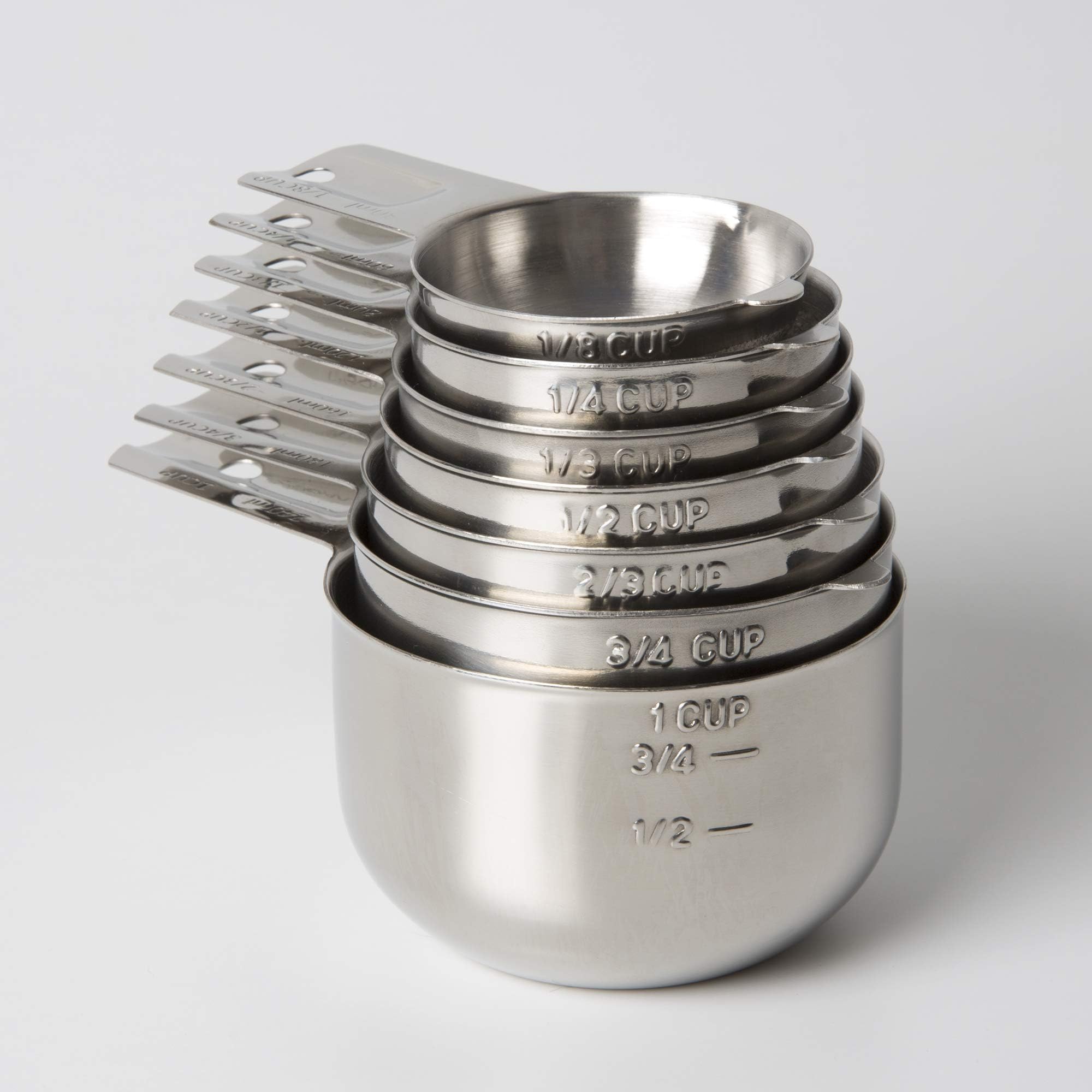 Measuring Cups 7 Piece Set of Quality Professional Grade 18:8 Stainless Steel-Perfect for Dry and Liquid Ingredients, small