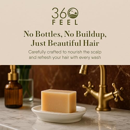 Miniatura 7 de 360Feel Barra de champú Cherry Almond – Barra de champú anticaspa nutritiva e hidratante – Hecho a mano con aceites esenciales – Apto para viajes y