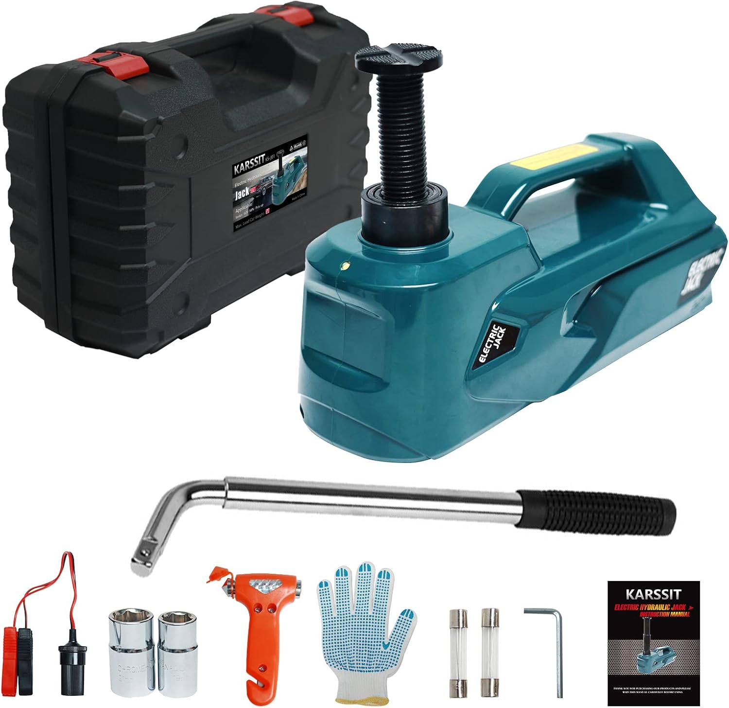 Buy KARSSIT Electric Car Jack kit with Lug Wrench 12V Car Jack Hydraulic 5 Ton Electric Jack for