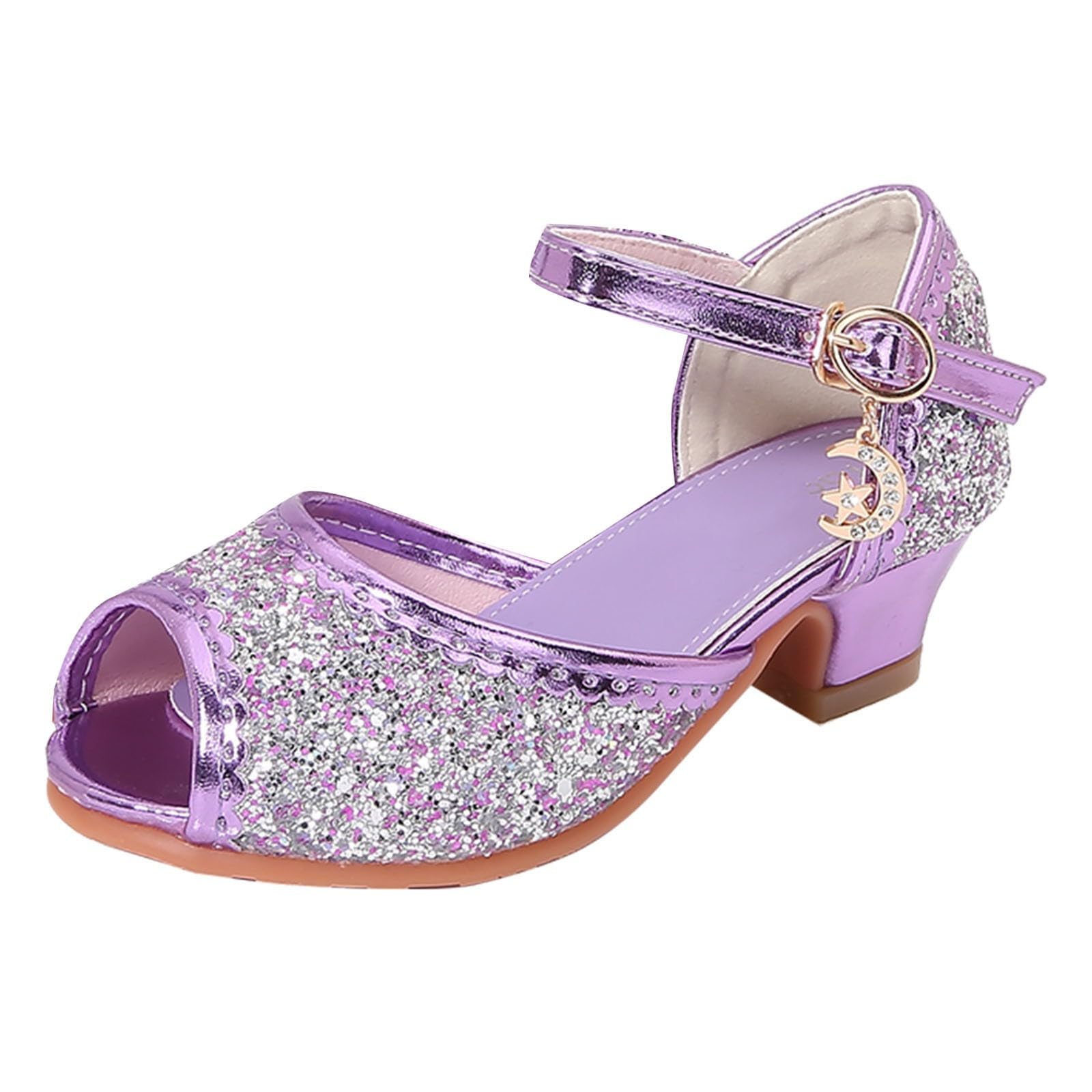 Stöckelschuhe Kinder, Prinzessin Schuhe Mädchen mit Schnallen, Geschlossen Ballerinas Absatzschuhe,Fischmaul Prinzessinnen Spielschuhe,Kinderschuhe mit Absatz, Glitzer Klackerschuhe Tanzschuhe,25-35