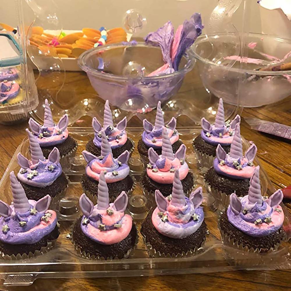 Paquete de 12 portadores para cupcakes, 12 cajas apilables para cupcakes, recipiente transparente para cupcakes con tapa desmontable para cupcakes, magdalenas, sin BPA 6