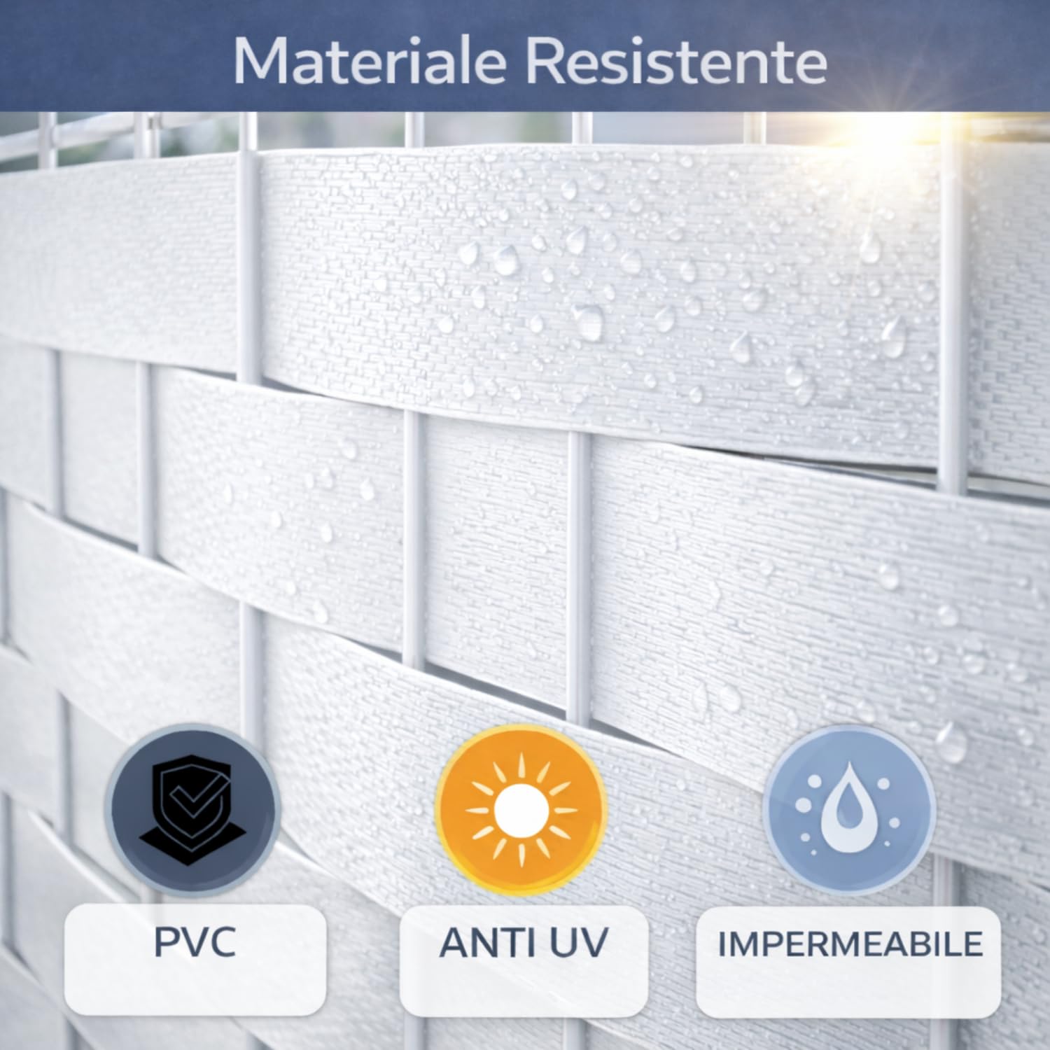 Frangivista Balcone Copriringhiera Bianco Recinzione 19 Cm x 35 M 400g/m2 Strisce Privacy Giardino PVC Versatile Impermeabile Antistrappo 25 Clip Protezione Resistente Raggi UV Frangisole