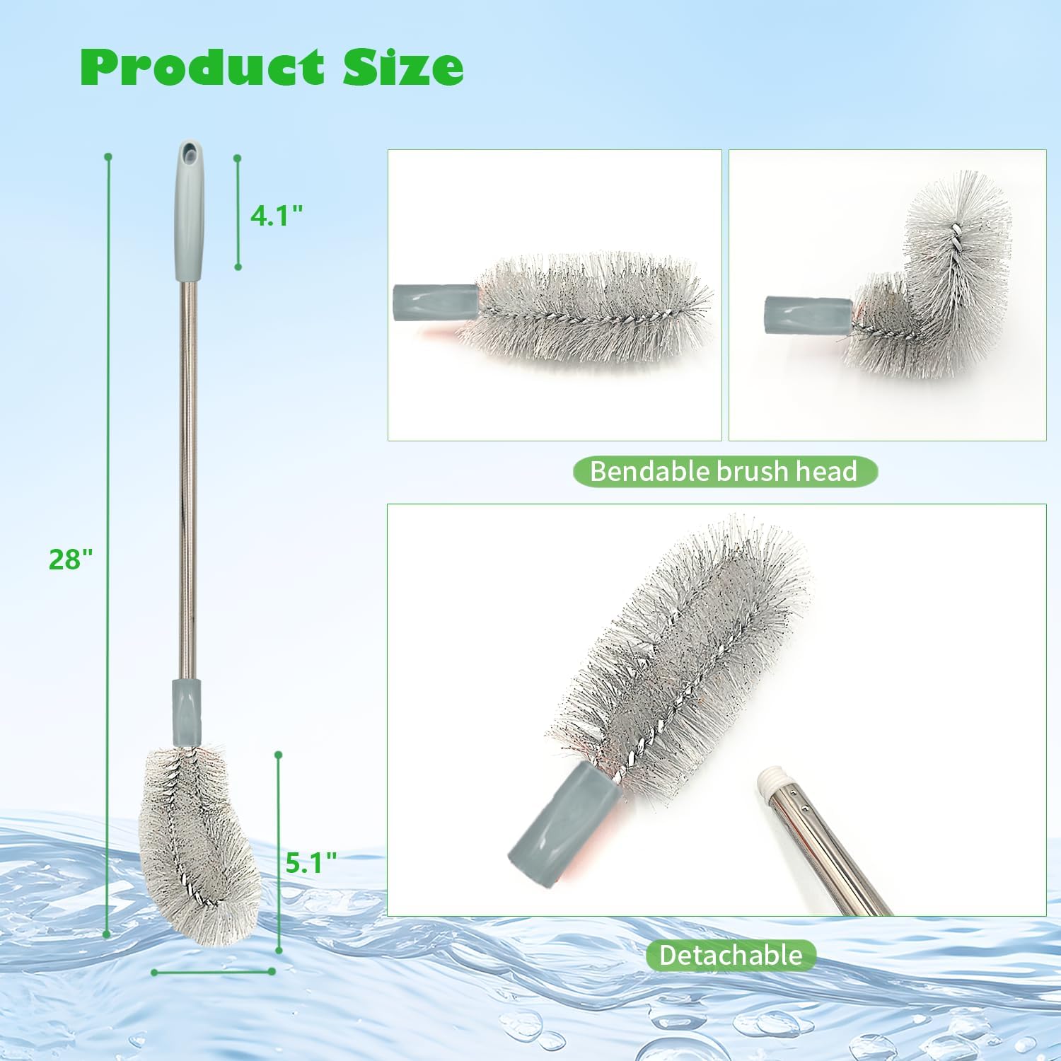 バケツブラシ、ケトルブラシ、エクストラロングボトルのクリーニング、ガロンジャグクリーナー、ウォーターボトルクリーナー2個パック。