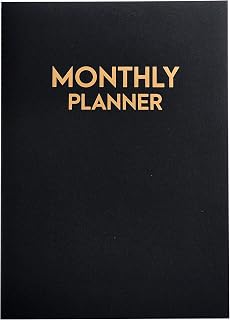 Undated Big Large Monthly Planner - Blank Calendar Book and Organizers 8.5 x 11 Inches - Black