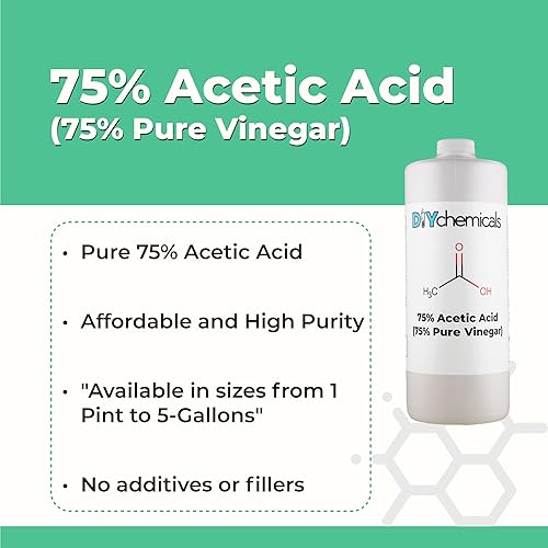 Miniatura 2 de DIY Chemicals - Grado industrial 75% ácido acético puro - Vinagre concentrado multiusos para eliminación de óxido, procesamiento de películas