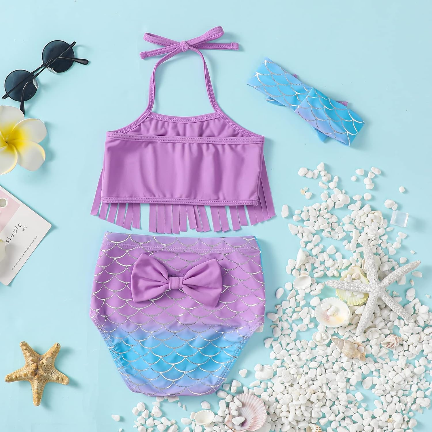 Miniatura 3 de Traje de baño para niñas y bebés, traje de baño para niños pequeños, traje de baño de 3 piezas, conjunto de playa