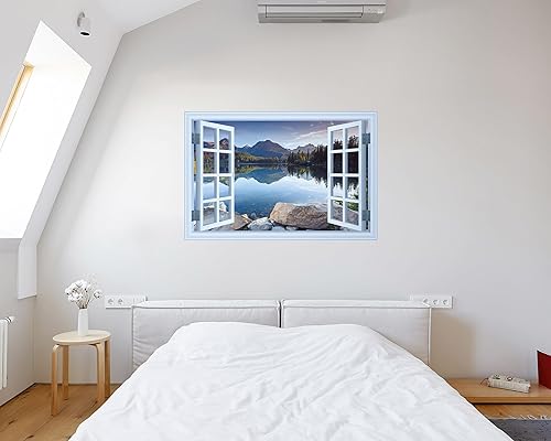 Miniatura 5 de FLFK Mural de pared falso para ventana, diseño de paisajes, para decoración de pared, calcomanías de pared para pegar y despegar, 48 x 32 pulgadas,