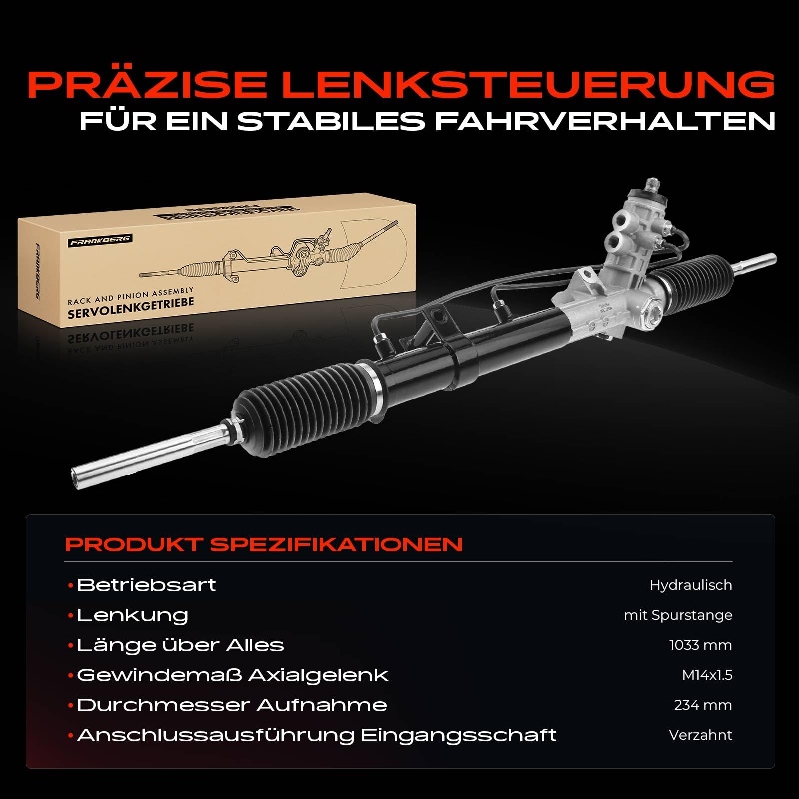 Frankberg Lenkgetriebe Servolenkgetriebe Hydraulisch für Linkslenker Kompatibel mit 3er E30 1.6L-2.7L 1986-1993 3er Touring E30 1.6L-2.5L 1987-1994 Z1 Roadster 2.5L 1988-1991 Replace# 32131134945
