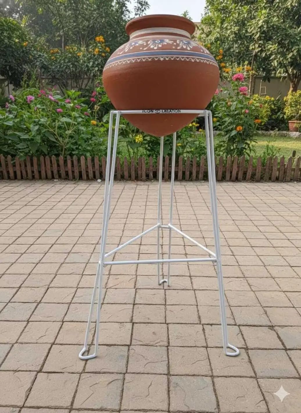 STAND HUB Matka Kitchen Rack Long leg PVC COATED Stainless Steel Round Base For Matka Stand | White Matka Kitchen Rack Free Standing Iron, Cast Iron-image-13