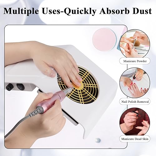 Miniatura 4 de Colector de polvo de uñas pequeño, colector de polvo de uñas para uñas acrílicas, ventilador de polvo de uñas de 40 W, limpiador de uñas para