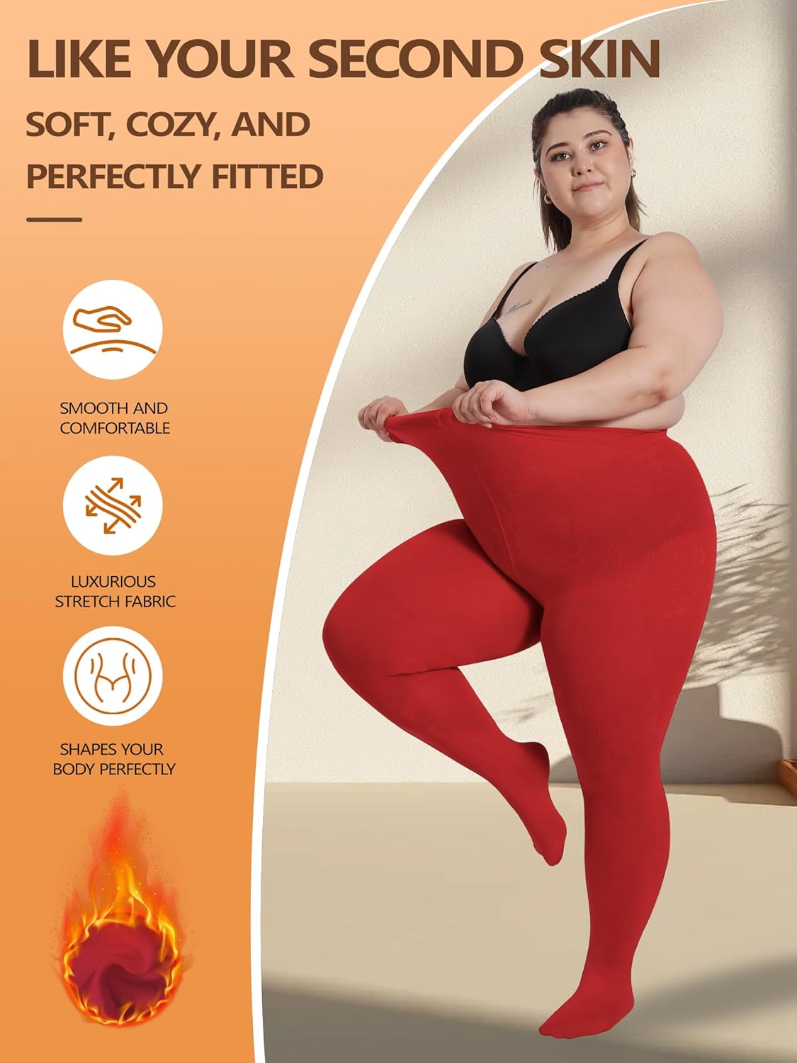DORALLURE Plus Size Fleece Lined Tights Women, Opaque Winter Warm thermal Leggings Pantyhose - Image 3