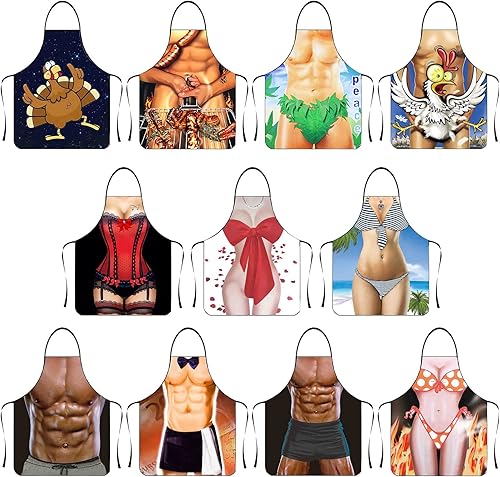Miniatura 2 de Delantal creativo de personalidad divertida Delantal muscular para hombre, serie de bikini, delantal de dibujos animados, delantal de poliéster para