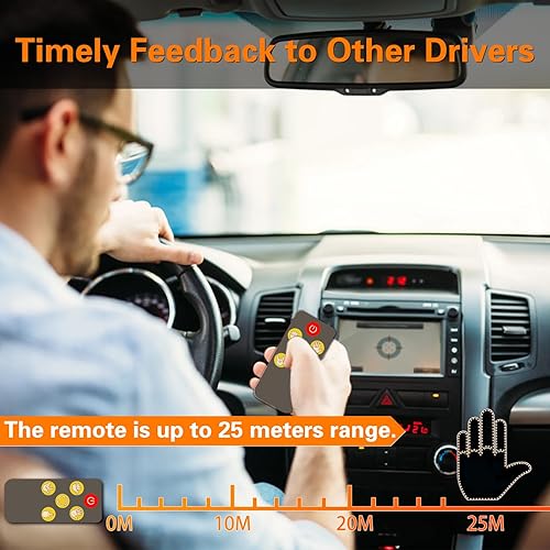 Miniatura 4 de Howdot Glogesture - Luz de mano para automóvil, señal LED 4 en 1 para automóvil, luz de dedo de automóvil con control remoto, luz de dedo medio para