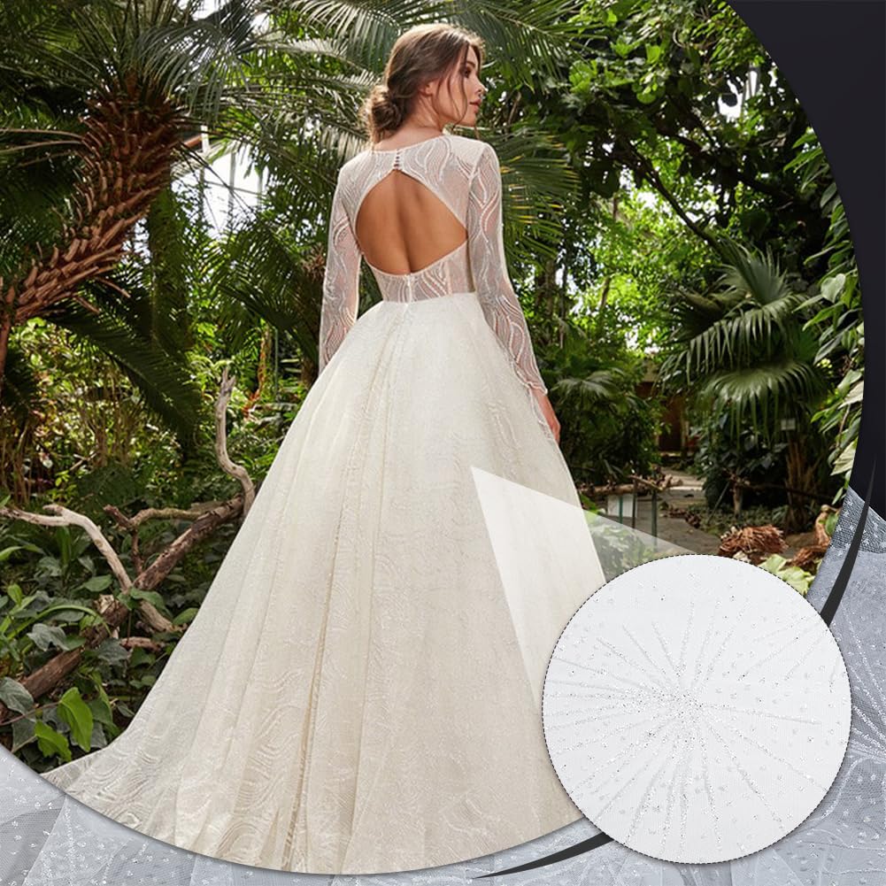 Amazon.com: MAYJOYDIY White Star Glitter Tulle Fabric, 59 Inches Wide  Sparkly Sheer Netting for Bridal Veil Wedding Decoration, Evening Dresses,  Table Runners, Home Accent Pieces