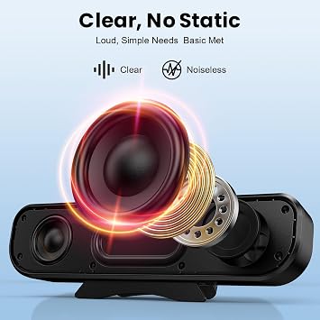 Cirqon Computer Speakers for Desktop PC, Easy Volume Knob, Sturdy Clamp, Clear Loud Sound, Laptop Speakers with Compact Design, USB/USB C Adapter for Power and Audio(Black)