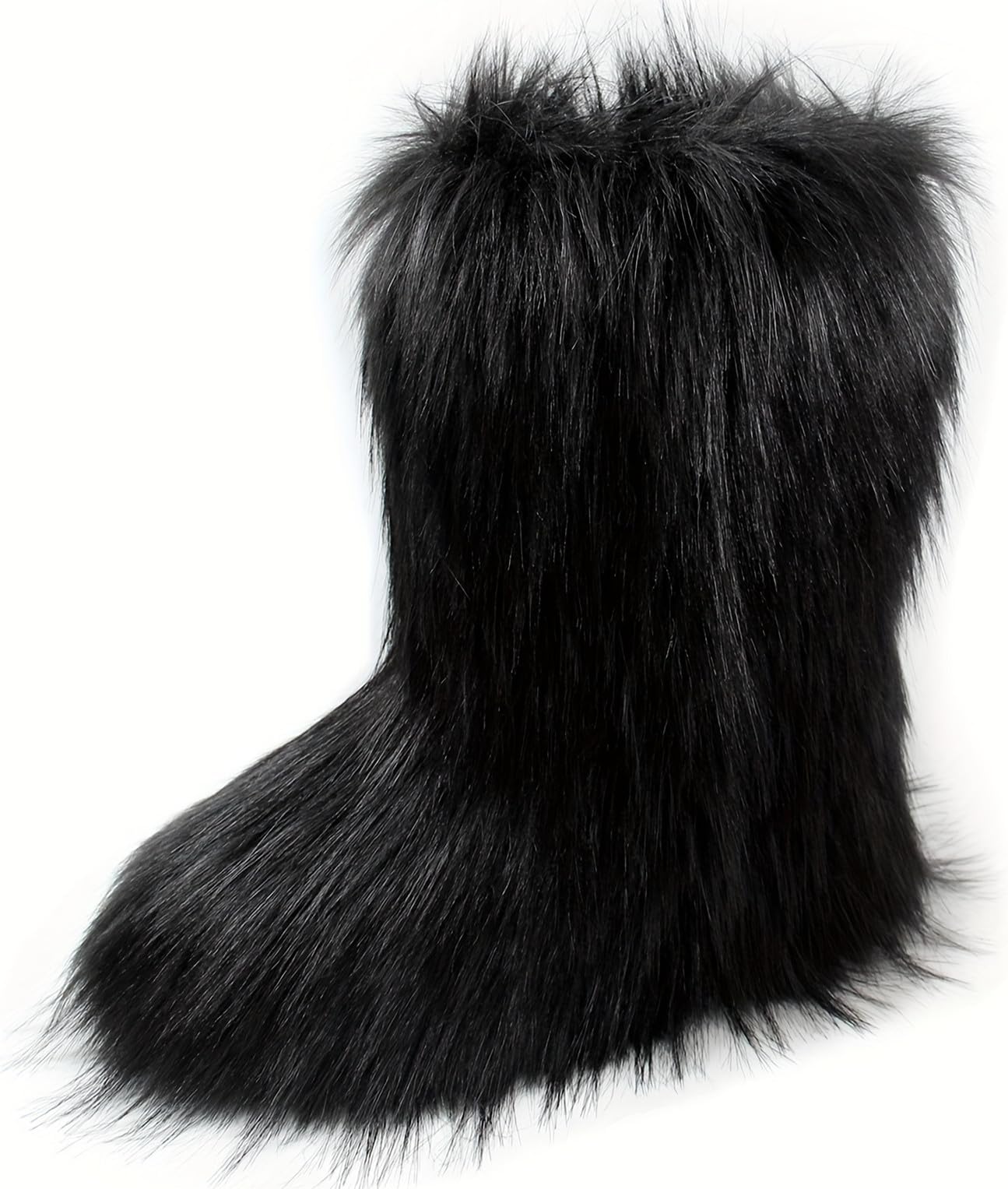 MH Bailment Women's Faux Fur Boots Winter Mid-Calf Snow Boots Fuzzy Fluffy Furry Fashion Short Snow Boots