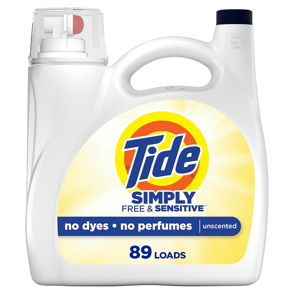 Tide Simply Liquid Laundry Detergent, Free & Sensitive Scent, 89 Loads, 117 fl oz