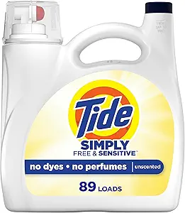 Tide Simply Liquid Laundry Detergent, Free & Sensitive, 89 Loads, 117 oz, Tide Liquid Laundry Detergent, Laundry Soap