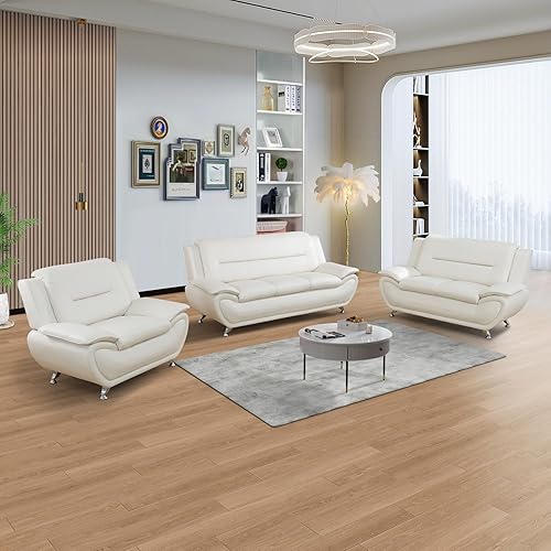 Miniatura 8 de Sofá modular de cuero, muebles de sala de estar, juego de sofá de 3 piezas, sofá modular reclinable de piel sintética con patas resistentes