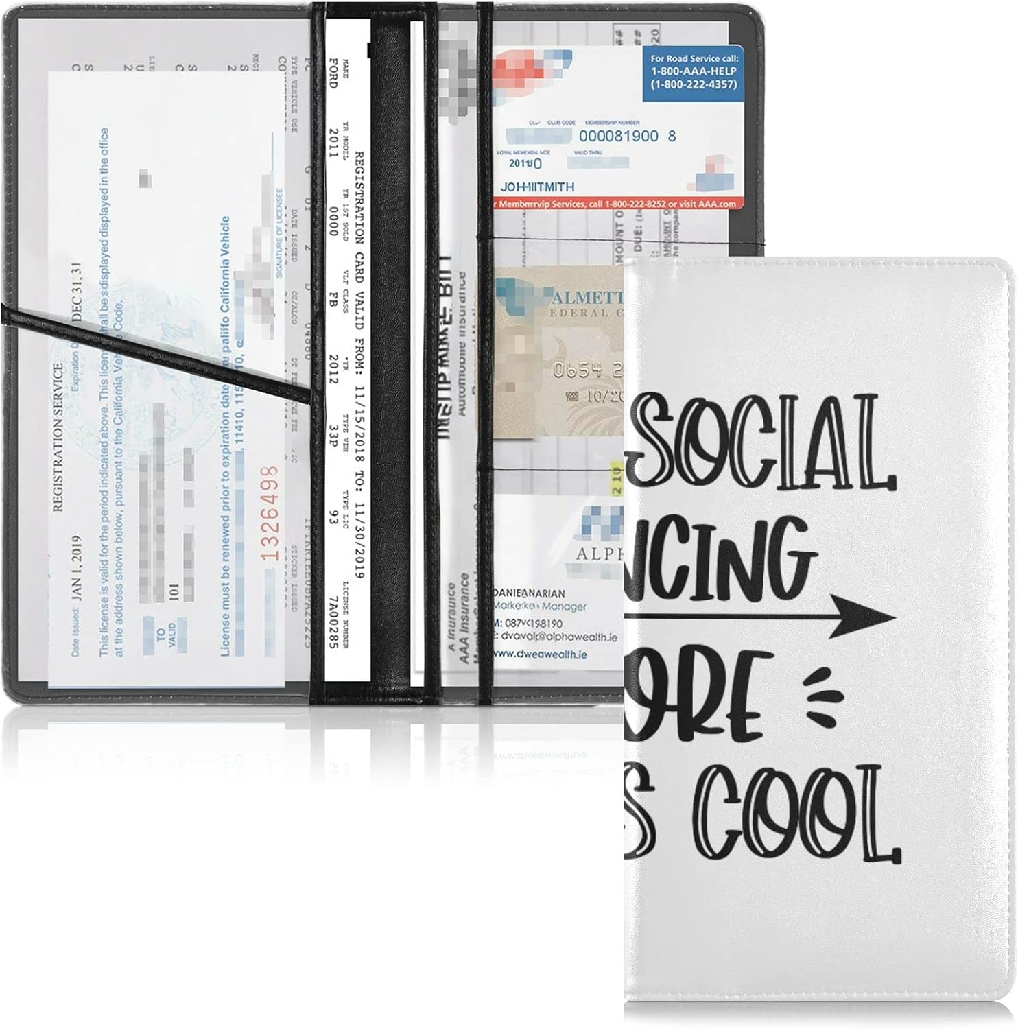 Car Registration and Insurance Card Holder I Was Social Distancing before It Was Cool- Funny Text with Arrow Leather Glove Box Organize Men Women Wallet Accessories Case for Cards, Essential Document Car Registration and Insurance Card Holder I Was Social Distancing before It Was Cool- Funny Text with Arrow Leather Glove Box Organize Men Women Wallet Accessories Case for Cards, Essential Document