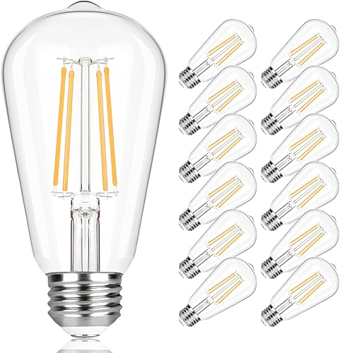 Miniatura 9 de TOBUSA Bombillas LED Edison vintage equivalentes a 60 W, bombillas LED superbrillantes de 900 lúmenes, bombillas de filamento LED antiguas ST58 de 6