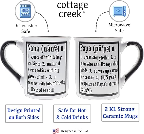 Miniatura 2 de Cottage Creek Juego de tazas de Nana and Papa, tazas de definición para abuelos, tazas de café grandes de 16 onzas, regalo de anuncio de embarazo,