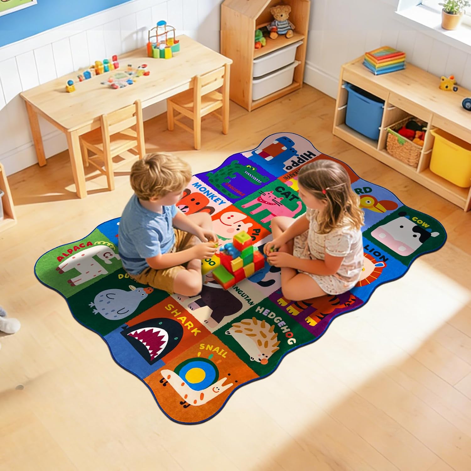Kids Rugs for Playroom,3x5 Feet Upgrade Ultra Non Slip Area Rug, Washable Play Mat Rug Cute Animal Carpet for Classroom Toddler Nursery Kids Room Decor