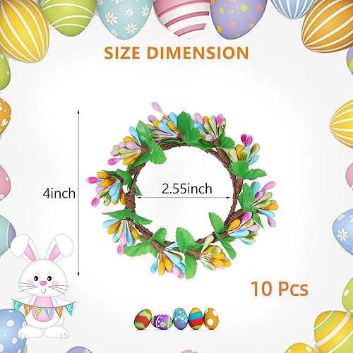 Miniatura 2 de YBB 10 anillos de vela de Pascua, coronas, anillos artificiales de bayas de primavera para decoración de mesa de fiesta de Pascua