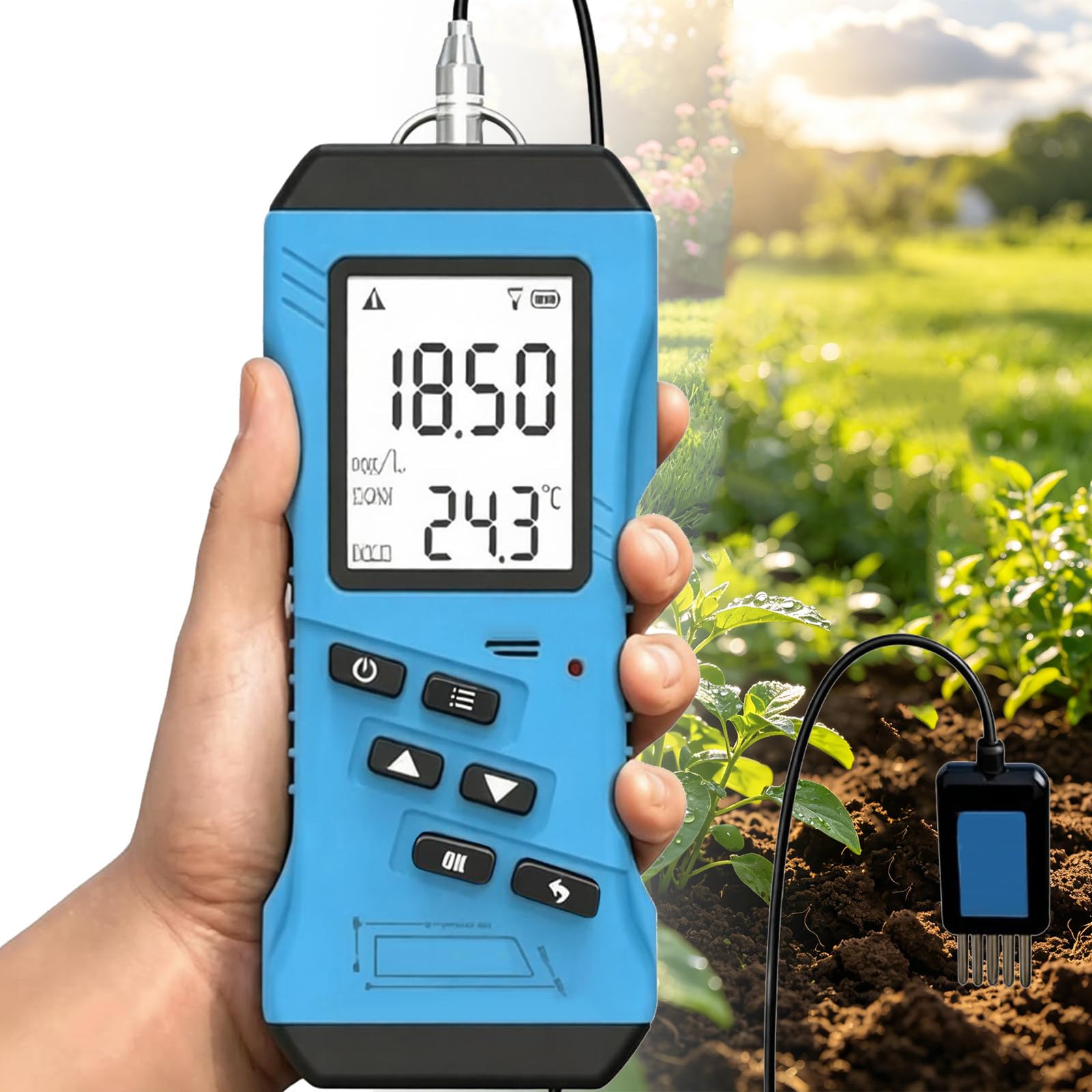BITYCOW 7-in-1 Rapid Detection Soil Tester, Digital NPK pH Moisture Temperature EC Conductivity Detector, Household Gardening Soil Fertility Test Equipment