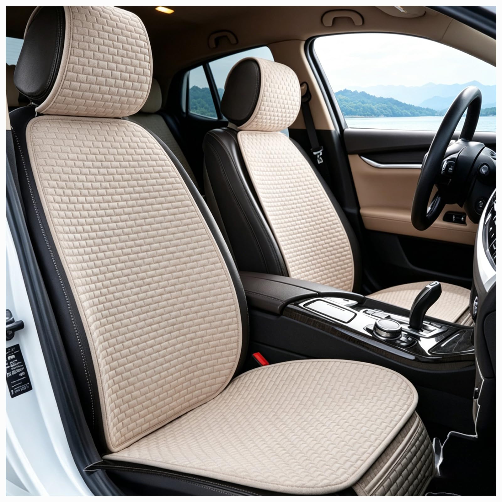 MEUZBFAQL Car Seat Cover, for Polo Type AW 6C 6R 9N3 9N 6N2 6N 86C 2F 86 Car Seat Protector Breathable Seat Cushion Anti-Slip Padded Mat Front Seat Pad Storage Pocket,B