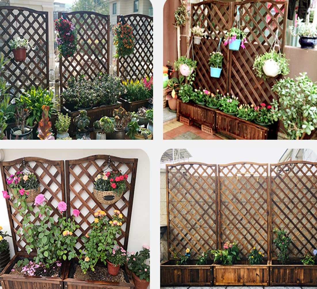 Outsunny Jardinera Con Enrejado Para Exteriores O Jardín, Maceta Para  Plantas Trepadoras En Madera 60x40x160cm~, image size:1101x1001