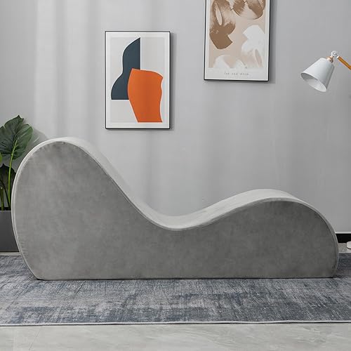 Miniatura 3 de Zenosyne Sillón de yoga, tumbona de yoga con funda lavable, bolsillos laterales, parte inferior antideslizante para dormitorio, silla de yoga para