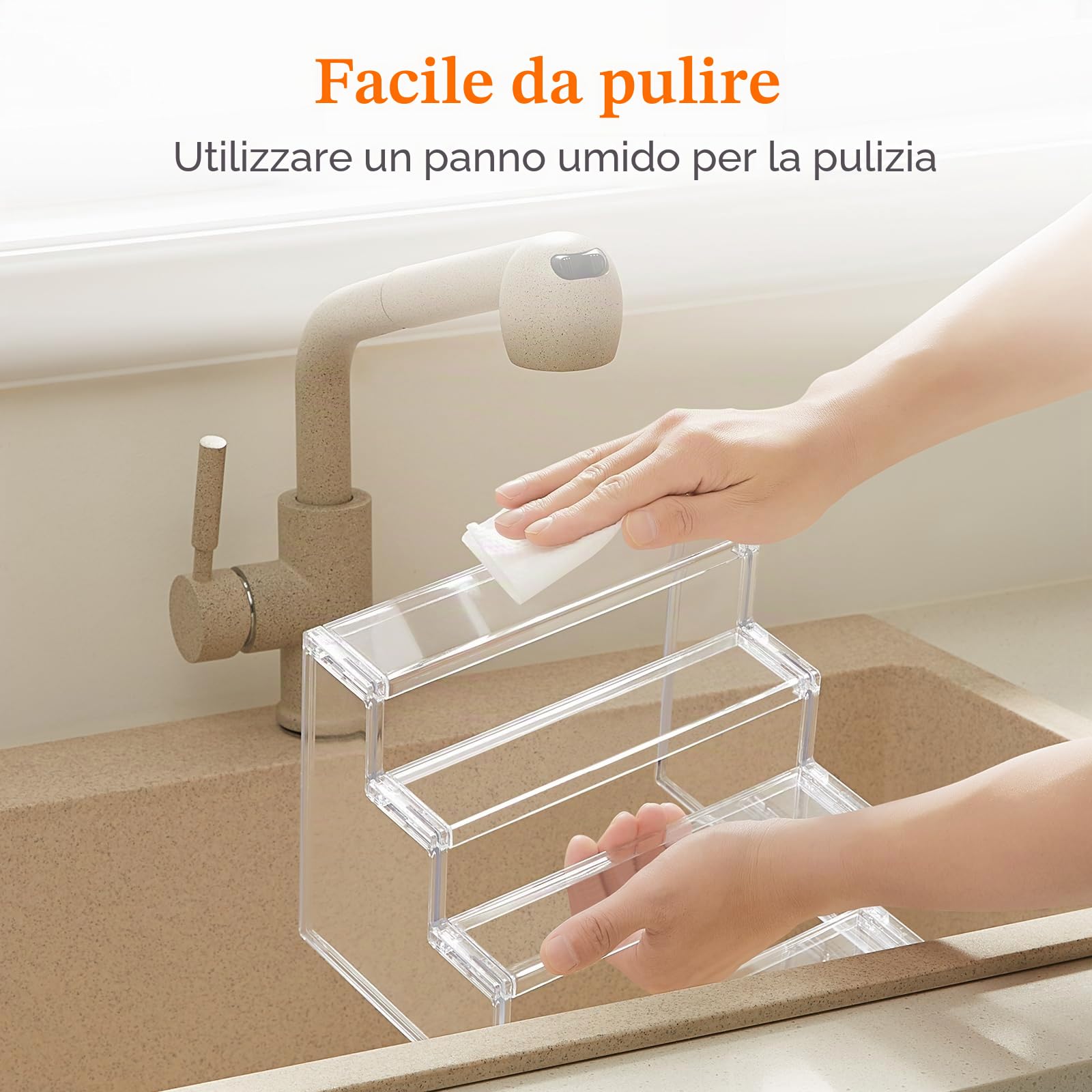Lifewit Espositore Profumi, Plastica Alzate per Espositori a Scaletta, Trasparente Espositore per Personaggi, Cupcake, Cosmetic, Spezie, 4 Livelli, 1 Confezione, 22.8 cm