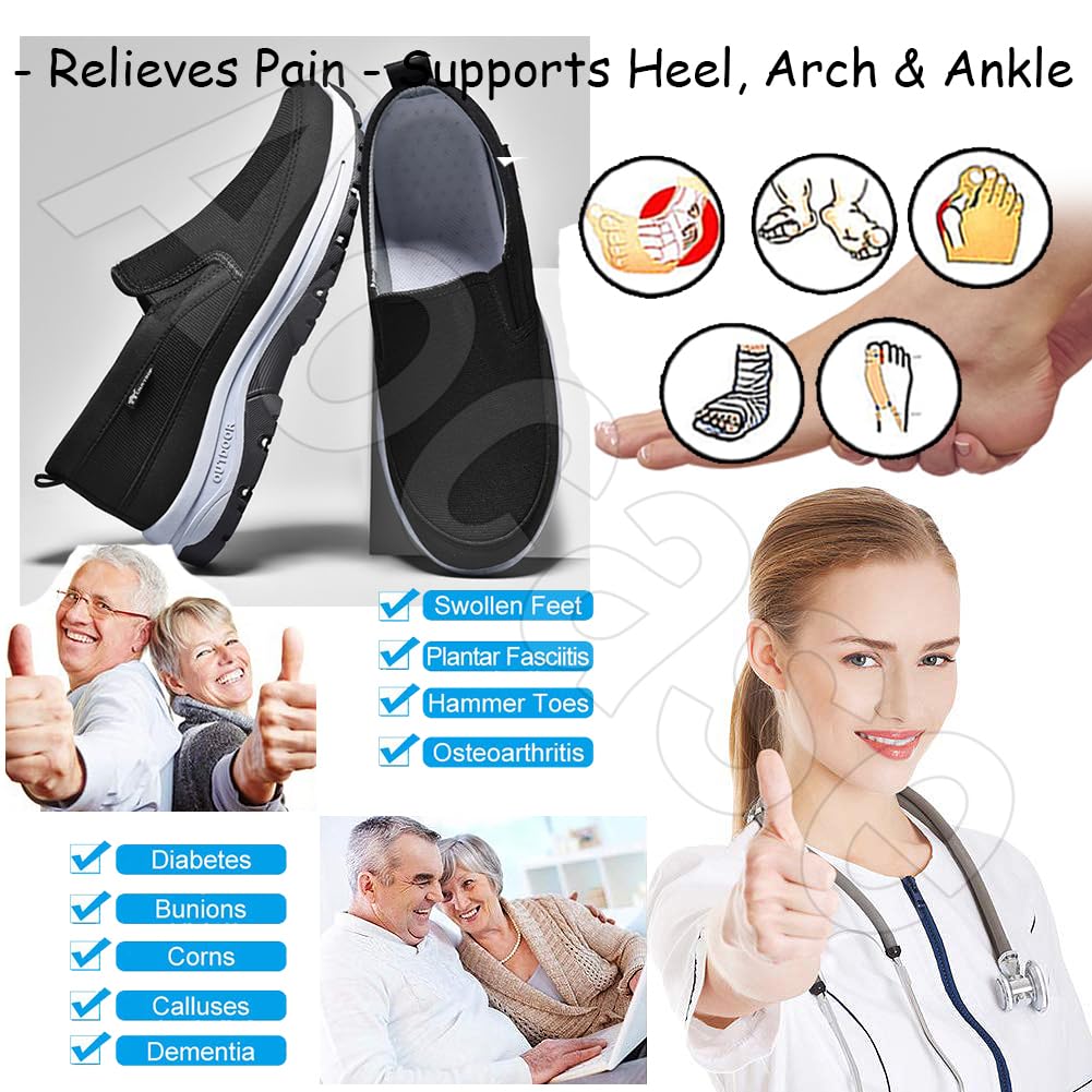 Zapatillas Hombre Zapatos para Caminar Suaves y Flexibles Zapatos Ajustables con Cierre de Zapatos ortopédicos para Hombre