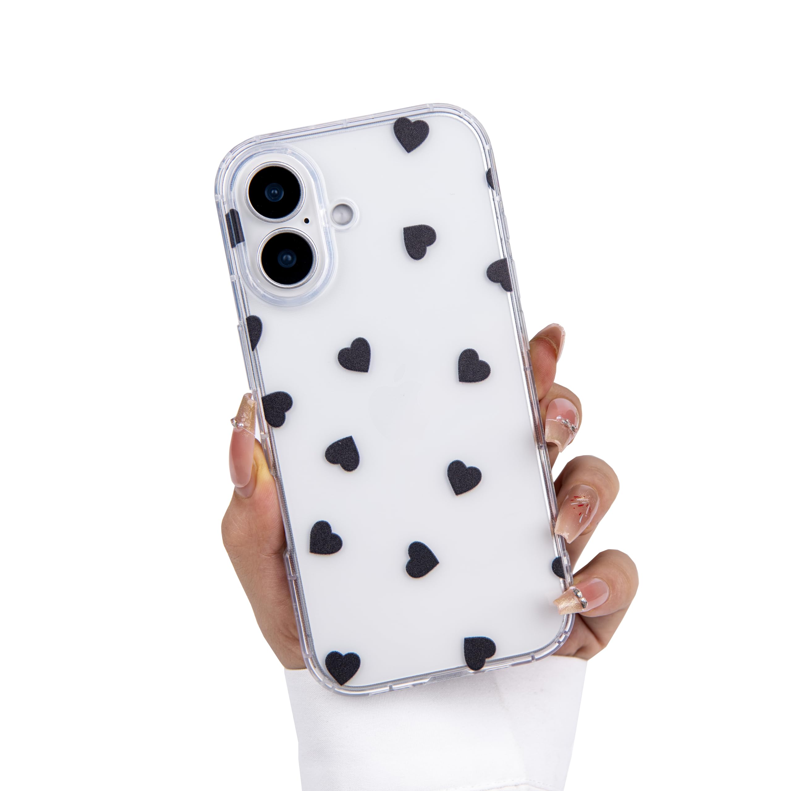 Einaily Hülle für iPhone 17 Case Crystal Clear Handyhülle Mode Chic Herz Muster Ultra Dünn Transparent Klare TPU Silikon Bumper Stoßfest Kratzfest Schutzhülle für iPhone 17 Slim Case Cover