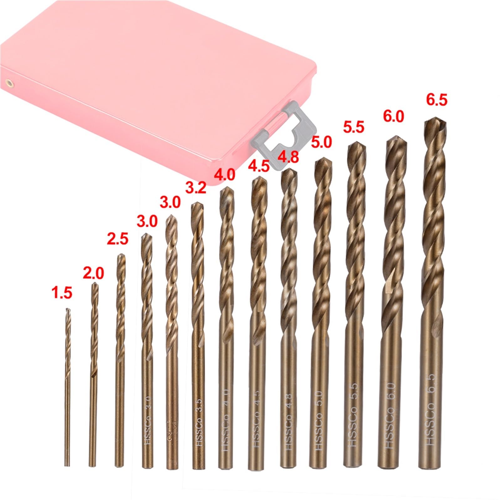 Juego de brocas para taladro rotativo Juego de brocas helicoidales métricas M35 HSS-Co acero alta velocidad con 5% cobalto y estuche metálico for inoxidable, madera metalurgia(25pcs box)