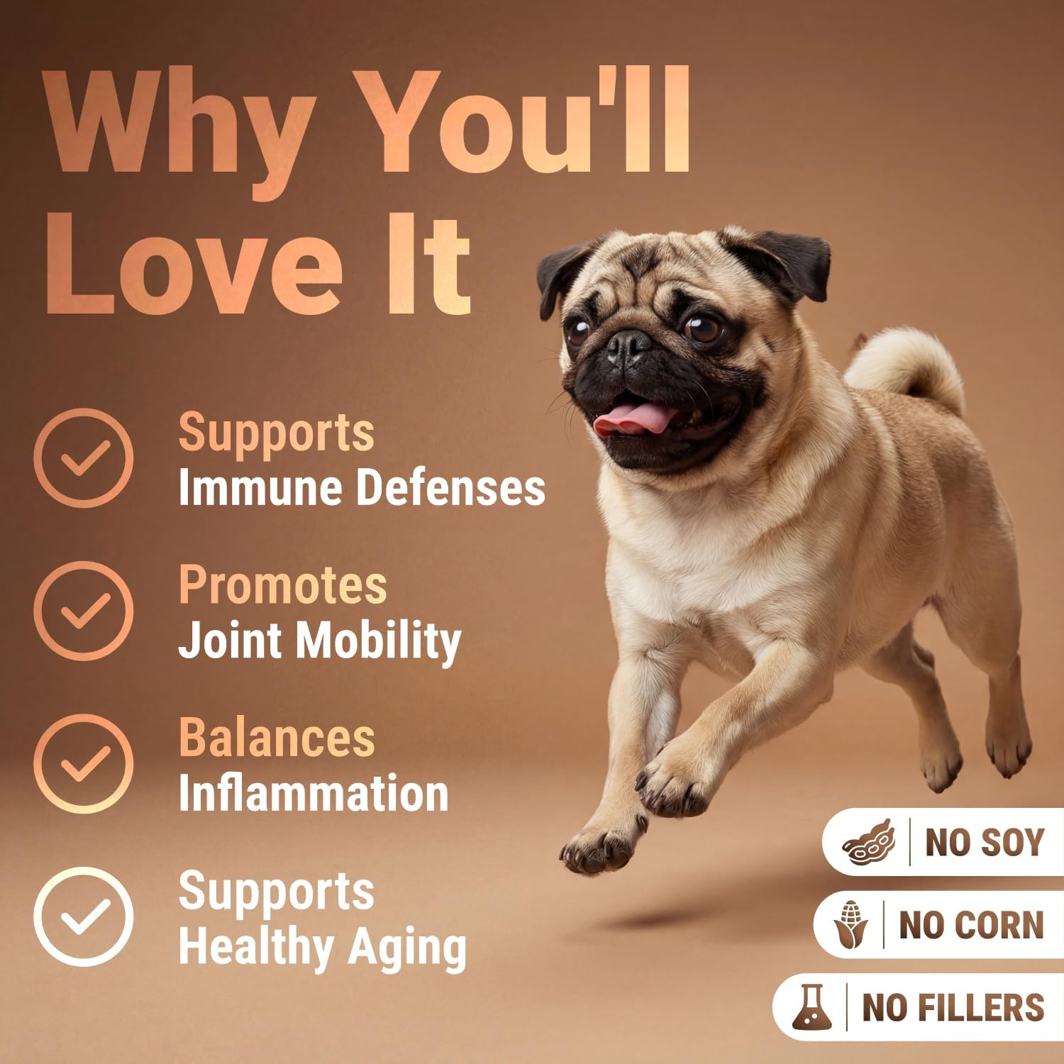 WuffWell Mighty Mushroom Supplement for Dogs - Turkey Tail & Green Lipped Mussel - Senior Dog Wellness, Immune Support, Turmeric - Enhance Vitality & Longevity in Aging Dogs - 7 Mushrooms
