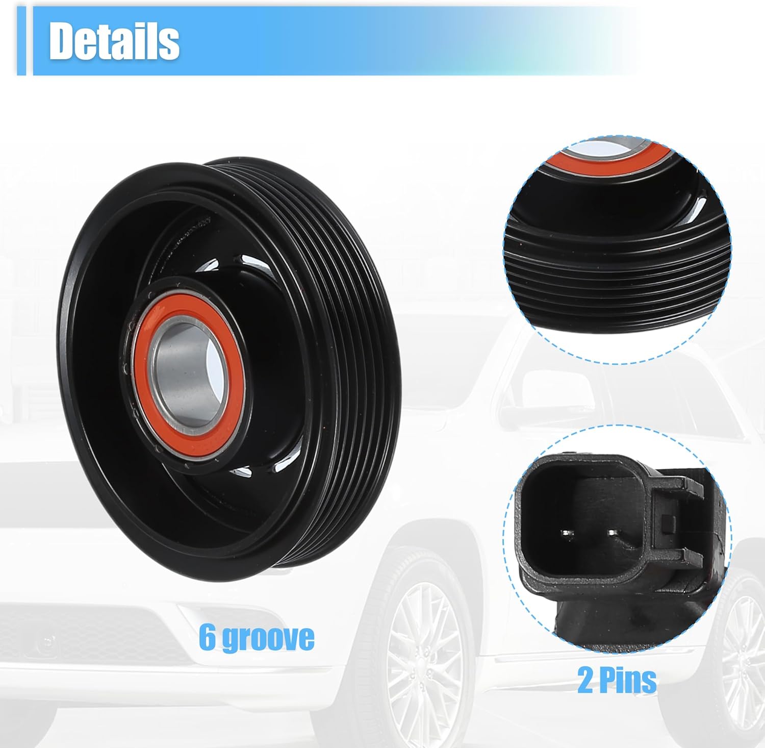 X AUTOHAUX 1 Set AC Compressor Clutch Replacement for Jeep Grand Cherokee 3.6L 2011-2016 Black