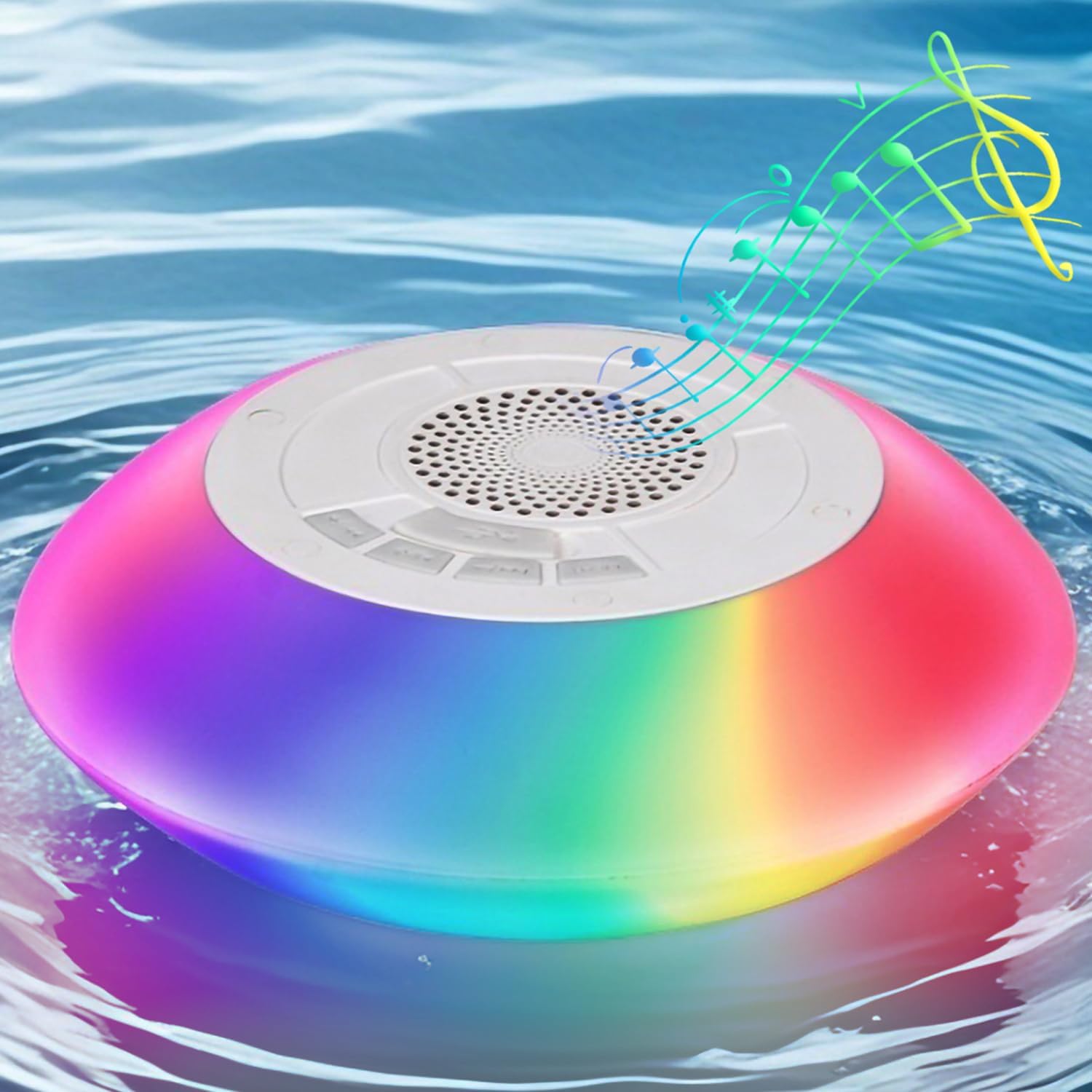 Bluetooth Speakers with Colorful Lights - Portable Pool Speaker IPX7 Waterproof Floating with 8 Modes - Built-in Mic HD Stereo Sound Hands-Free Wireless Hot Tub Speaker for Shower Outdoor