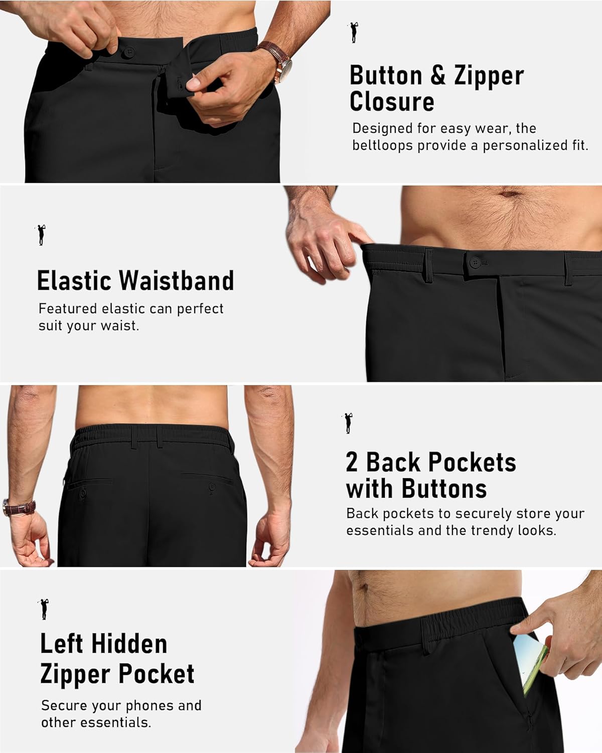 DOWMQ Mens Golf Shorts 7" Stretch Casual Dress Shorts Lightweight Hiking Shorts Quick Dry Athletic Shorts with 5 Pockets - Image 4