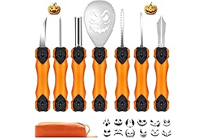 Pumpkin Carving Tools for Halloween with 7 PCS Pumpkins, 12 Stencils, and Stainless Steel Knives