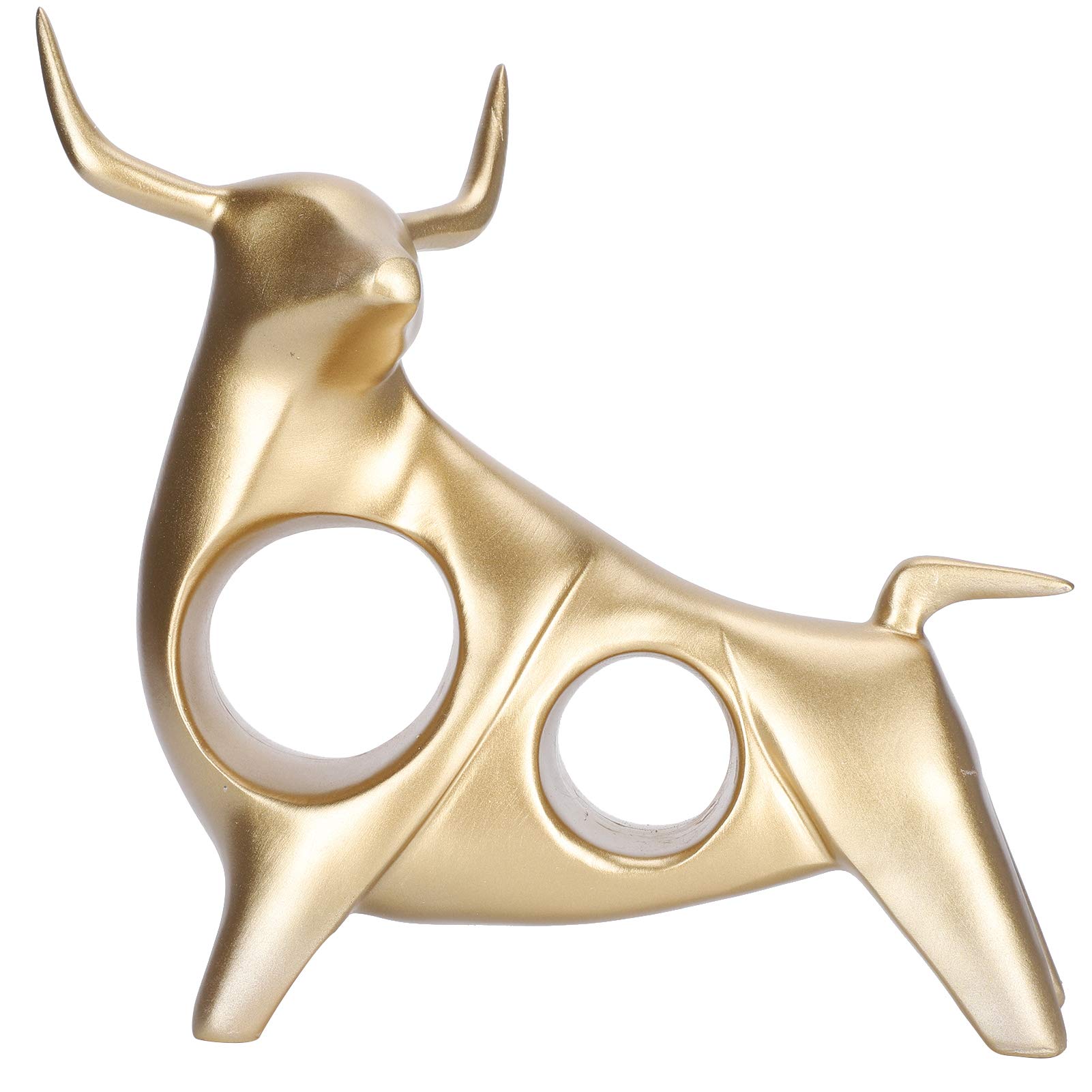 Jenngaoo Abstract Bull Sculpture, Handcrafted Hollow Resin Bull Statue – Modern Art Decor Ornament for Living Room, Office, Desk – Creative Ox Figurine Gift