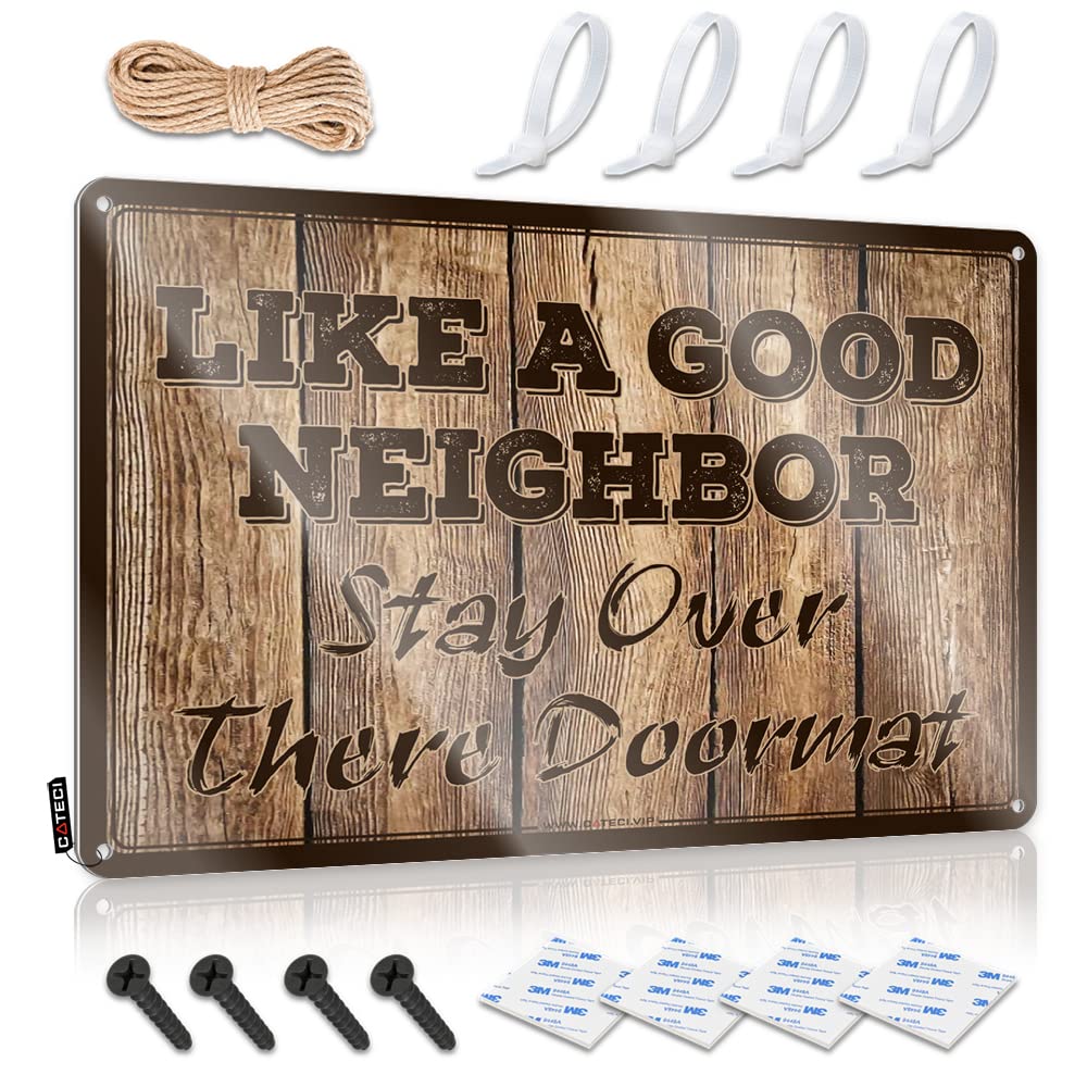 Tin Metal Decor Like A Good Neighbor Stay Over There Sign Funny Tin Metal Signs Home Decor Men(20X30CM)