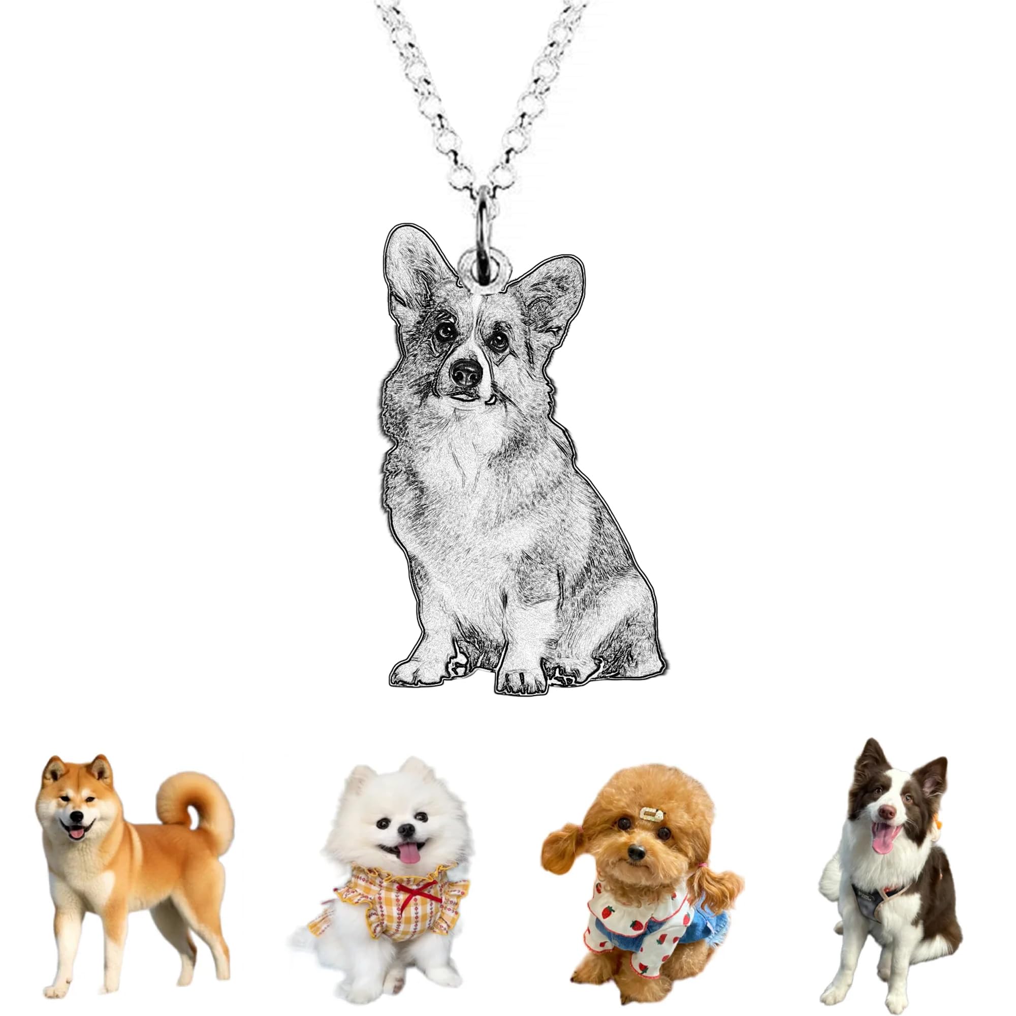 Regali commemorativi personalizzati per animali domestici Collana di immagini in argento 925 Collana personalizzata con foto di cani gatti Ritratto di animale domestico Collana incisa