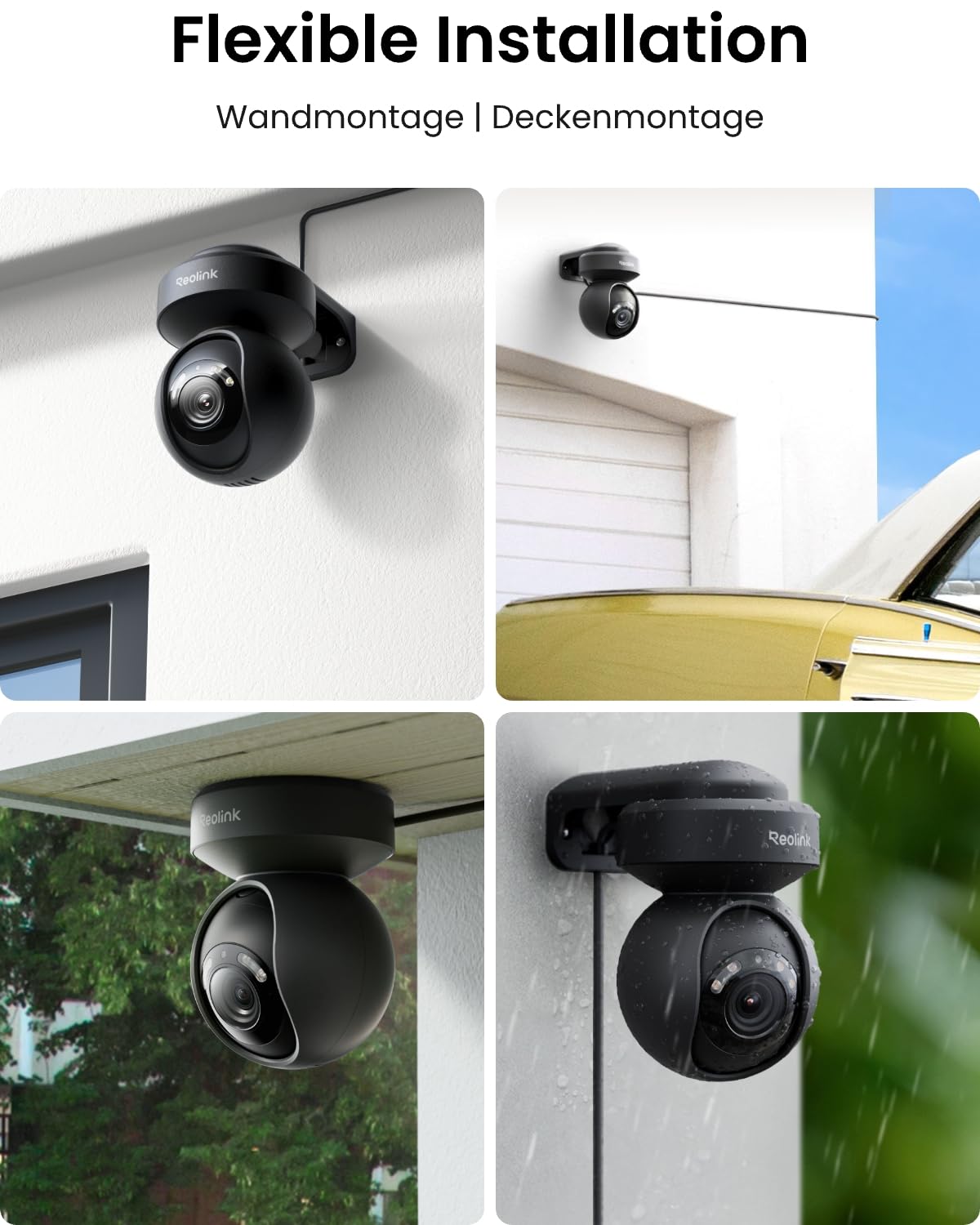 Reolink 5MP PTZ Überwachungskamera Aussen WLAN, 3X Optischer Zoom, 2,4/5GHz WLAN Kamera Outdoor mit Automatischer Verfolgung, Personen-/Fahrzeugerkennung, Vollfarb-Nachtsicht, E1 Outdoor Schwarz